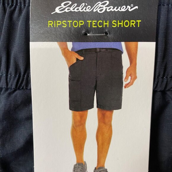 Eddie Bauer Mens Ripstop‎ Tech Shorts Medium Elastic Waist Nylon Md  NWT - Picture 2 of 8